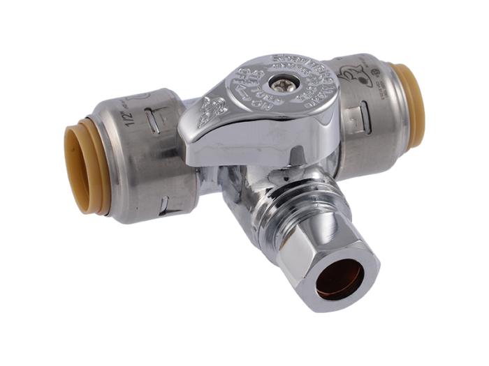 SharkBite Max 3/4 in. x 3/4 in. x 1/4 in. Compression Brass Push Service Angle Stop