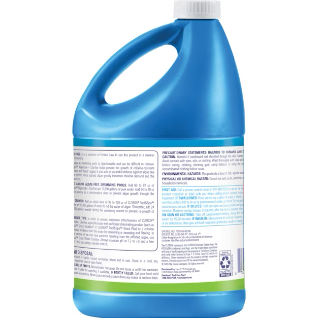 Clorox Pool&amp;Spa 128 oz Alguicida + Clarificador Prevención de algas en piscinas