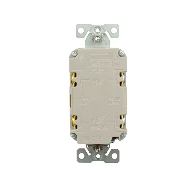 Eaton 20-Amp 125-volt GFCI Residential Decorator Outlet, Ivory