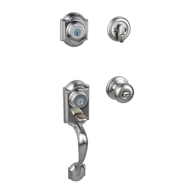 Kwikset Signature Series Montara Satin Nickel Single-Cylinder Deadbolt Keyed Entry Door Handleset Knob Smartkey