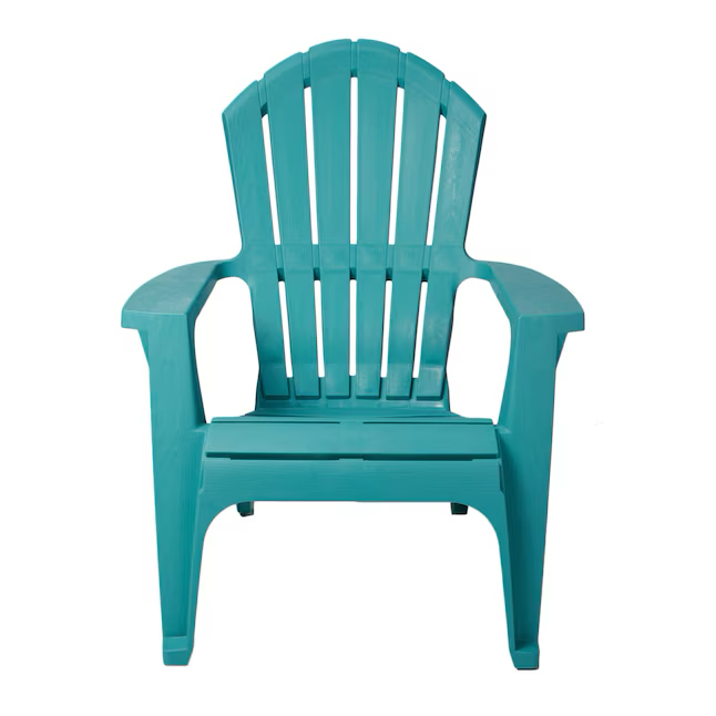 Adams Manufacturing RealComfort Stackable Teal Resin Frame Stationary Adirondack Chair with Solid Seat