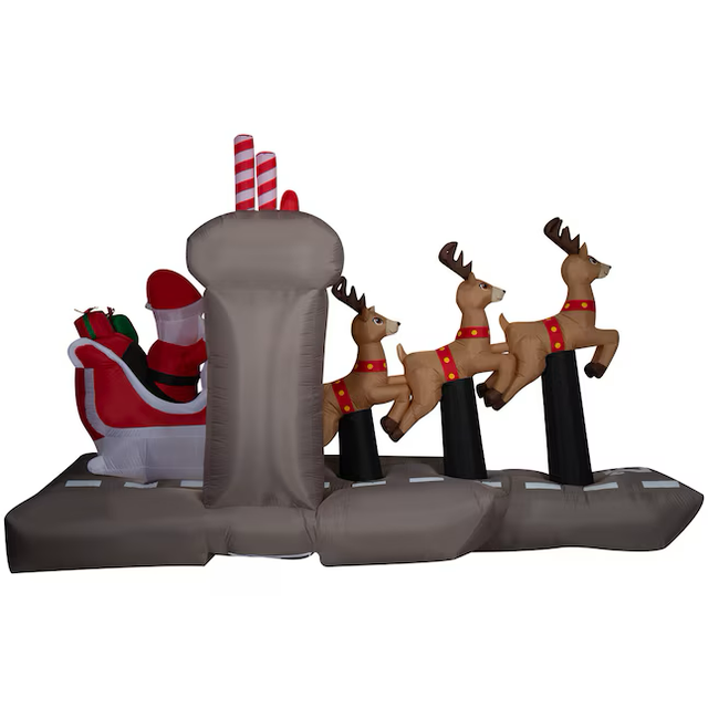 Holiday Living 8-ft LED Santa Deercraft Carrier Scene Christmas Inflatable