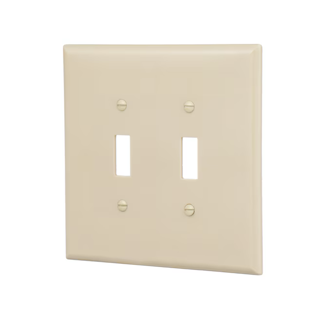 Eaton 2-Gang Jumbo Size Ivory Plastic Indoor Toggle Wall Plate