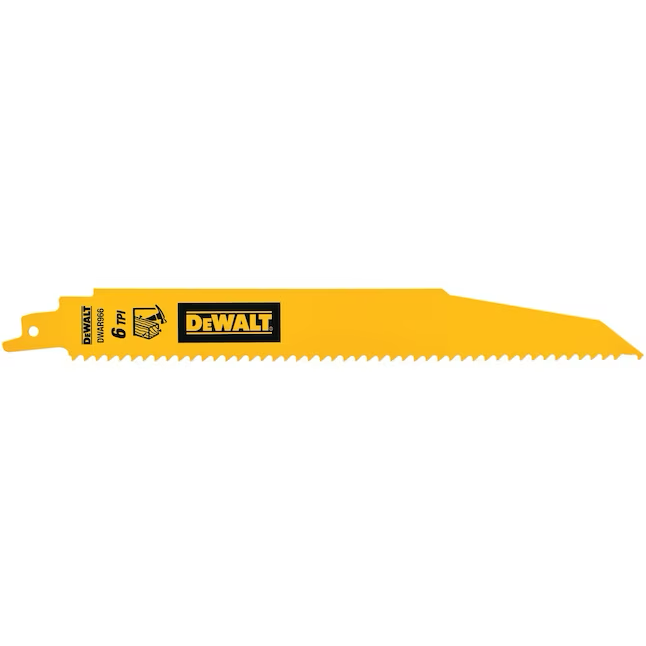 DEWALT Hoja de sierra recíproca bimetálica para demolición, corte integrado para madera/clavos, 9 pulgadas, 6 TPI (paquete de 5)