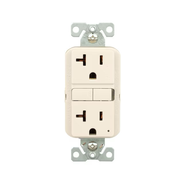 Eaton 20-Amp 125-volt GFCI Residential Decorator Outlet, Light Almond