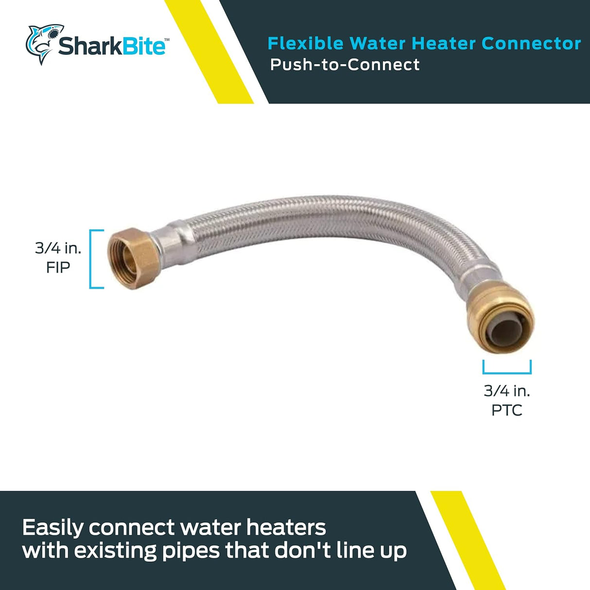 SharkBite 3/4 in. x 3/4 in. FIP Stainless Steel Braided Flexible Water Heater Connector (12 in. Length)