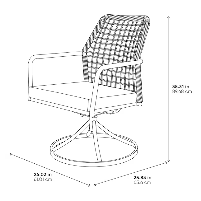Origin 21 Clairmont - Juego de 2 sillas de comedor giratorias con estructura de acero y mimbre, color negro y asiento acolchado en color blanquecino