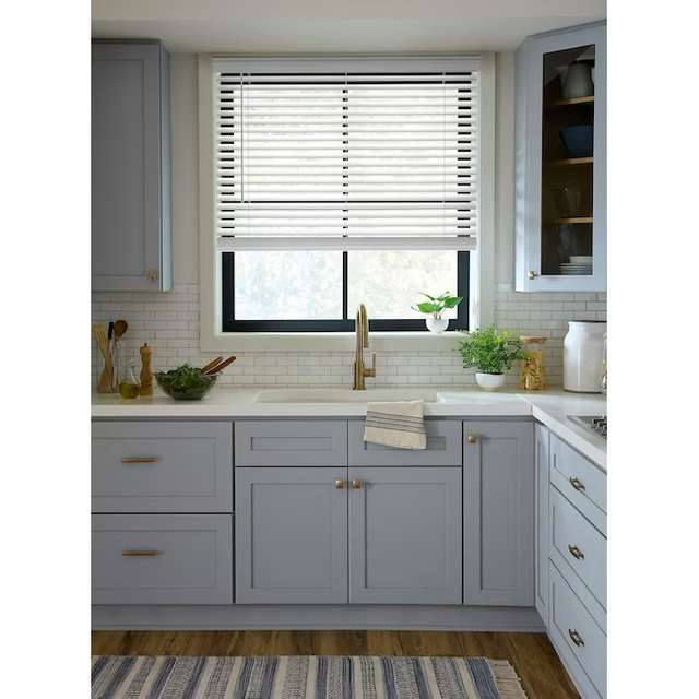 LEVOLOR Trim+Go 2-in Slat Width 65-in x 72-in Cordless White Faux Wood Room Darkening Horizontal Blinds