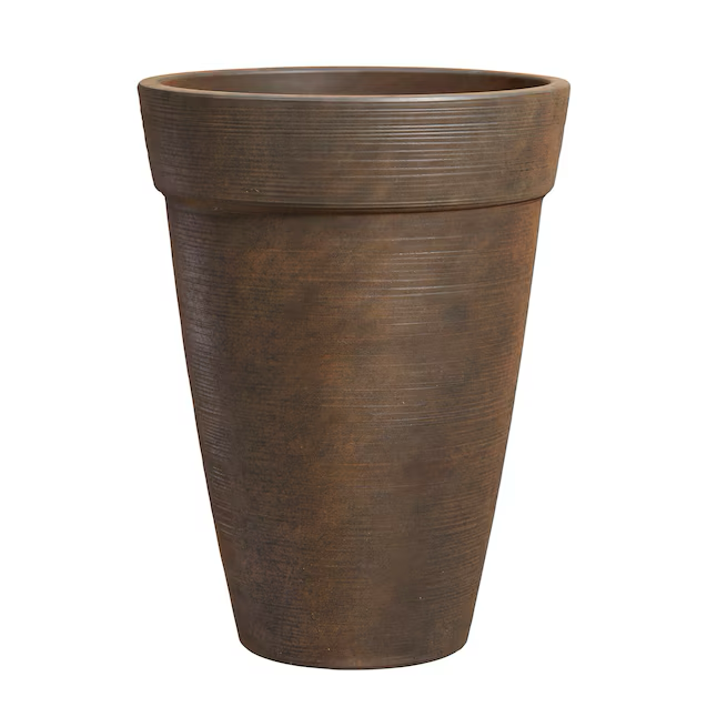 allen + roth Round 15.79-Inches W Large Brown Resin Indoor/Outdoor Planter