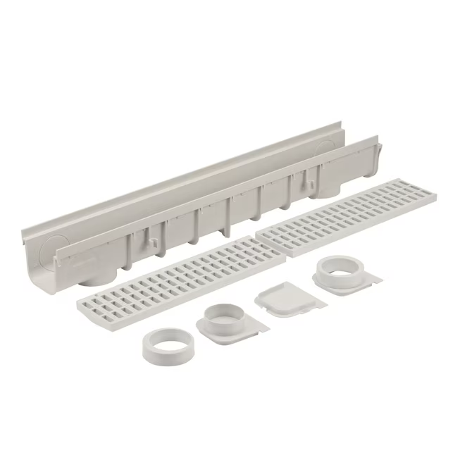 NDS 5 in. Pro Channel Drains and Grates 40-in L x 5-in W x dia Drain (Light Gray)