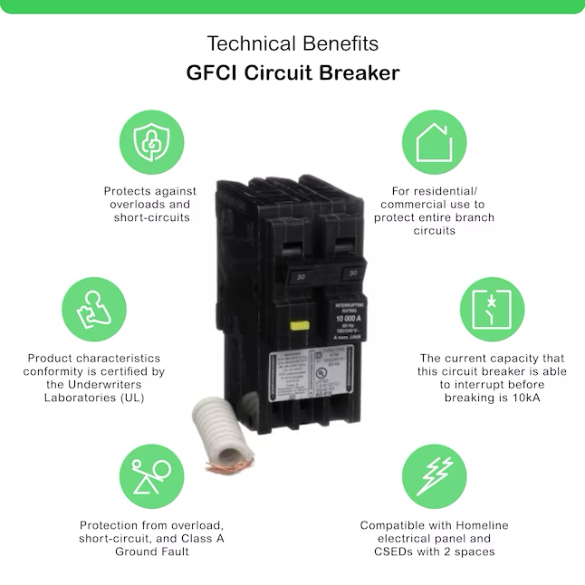 Square D Homeline 30-amp 2-Pole Gfci Circuit Breaker