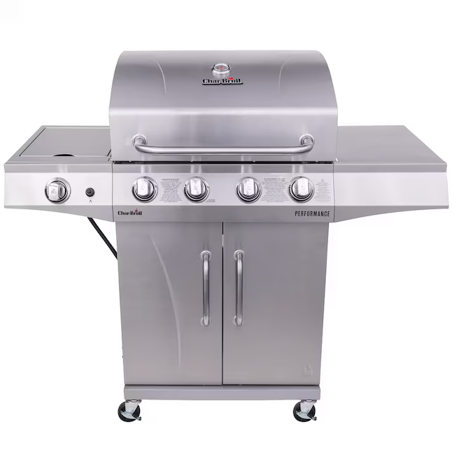 Char-Broil Performance Series Silberner Flüssigpropangasgrill mit 4 Brennern und 1 Seitenbrenner