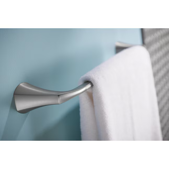 Moen 3-Piece Lindor Brushed Nickel Decorative Bathroom Hardware Set with Towel Bar,Toilet Paper Holder and Towel Ring