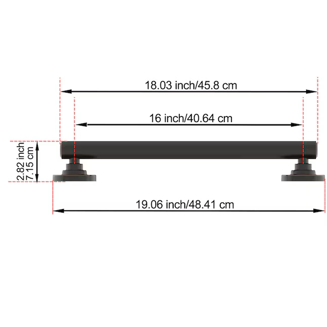 Barra de apoyo para pared Townley de 16 pulgadas de bronce frotado con aceite de Allen + Roth, compatible con ADA (capacidad de peso de 500 lb)