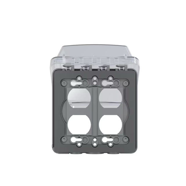 Hubbell TayMac 2-Gang Square Clear Plastic Weatherproof Electrical Box Cover