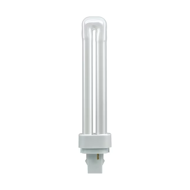 GE 26 vatios EQ doble tubo blanco frío G24d-3 pines base regulable CFL bombilla