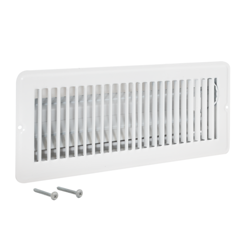 EZ-FLO Registro de piso de acero de 4 pulgadas x 12 pulgadas (tamaño de conducto), blanco