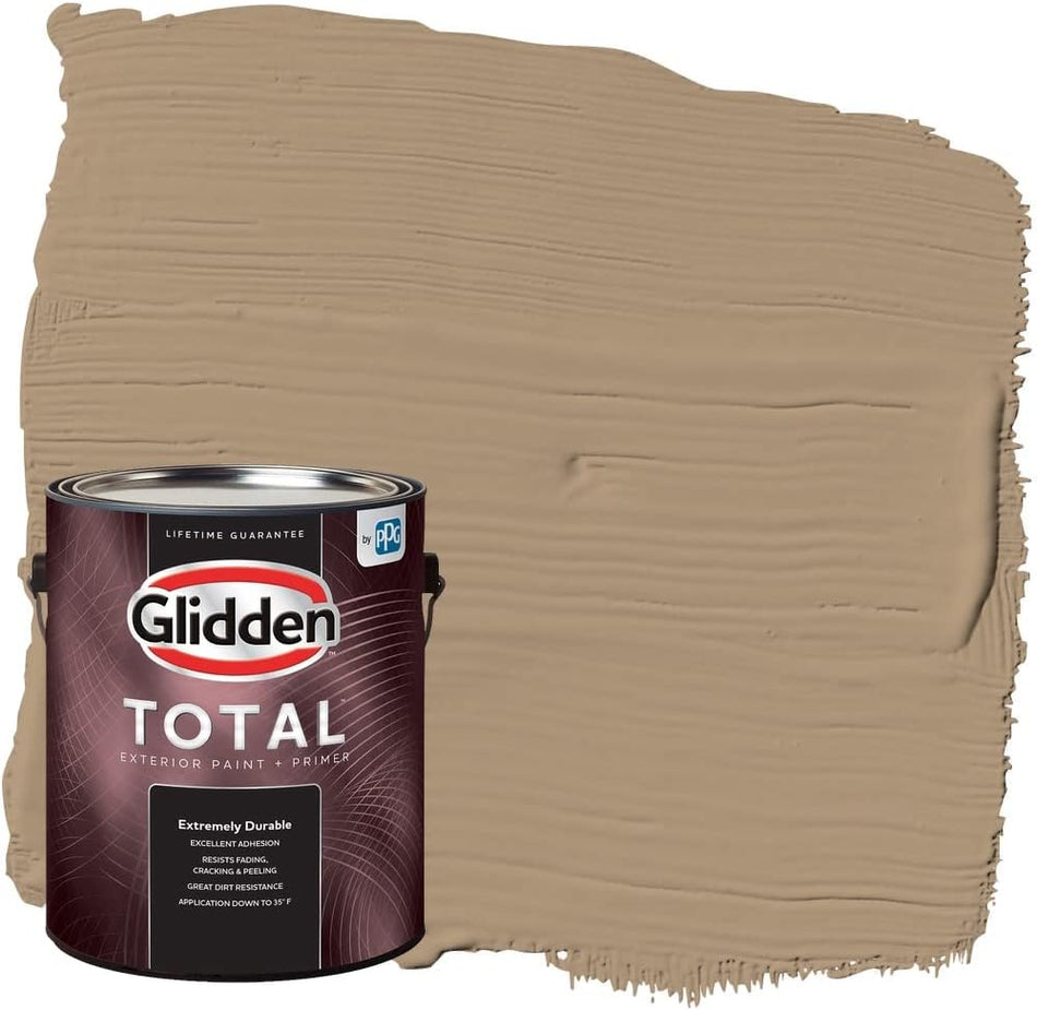 Glidden Total Exterior Paint &amp; Primer semibrillante, champiñón salteado 