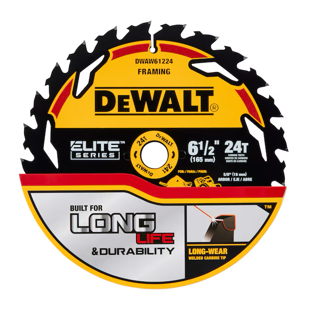 DEWALT ELITE SERIES 6-1/2-in 24-Tooth Rough Finish Tungsten Carbide-tipped Steel Circular Saw Blade