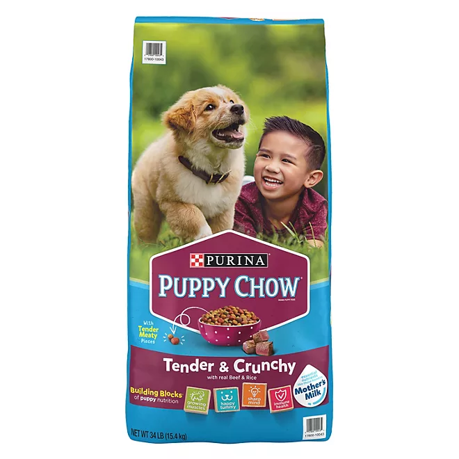 Purina Puppy Chow Alimento seco tierno y crujiente para perros 34 lbs.