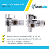 SharkBite 1/2 in. x 3/8 in. x 3/8 in. Compression Brass Crimp Quarter-Turn Dual Outlet Angle Stop