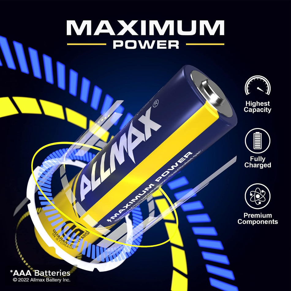 Allmax AAA-Alkalibatterien mit maximaler Leistung (Großpackung mit 100 Stück) 