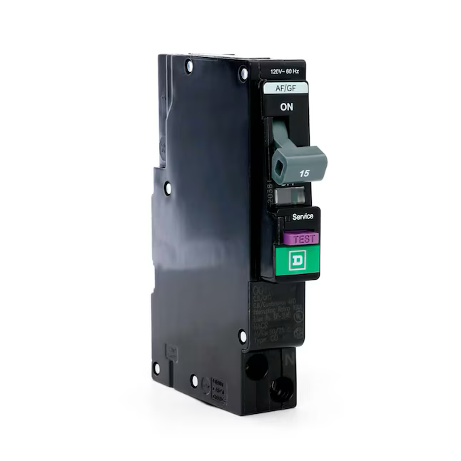 Square D QO 15-amp 1-Pole Combination Arc Fault Plug-on Neutral Circuit Breaker