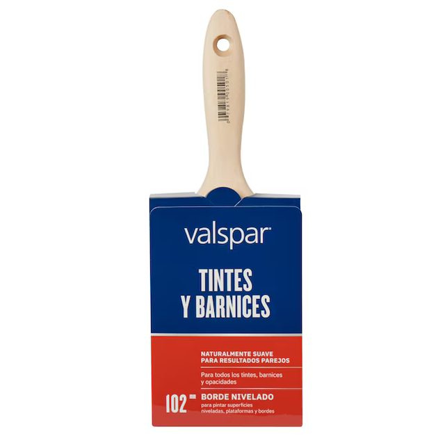 Valspar 4-in Reusable Natural Bristle- Polyester Blend Flat Paint Brush (Stain Brush)