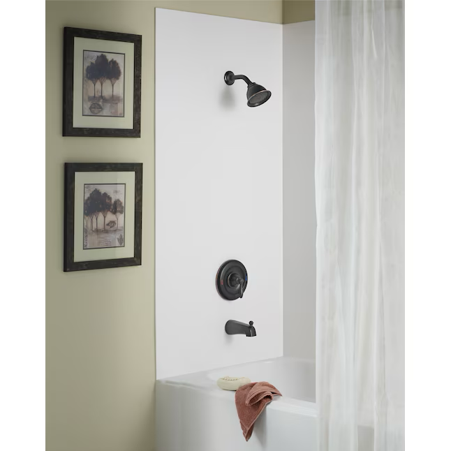 Moen Caldwell Mediterranean Bronze 1-Griff Einzelfunktion Runde Badewanne und Dusche Wasserhahn Ventil enthalten