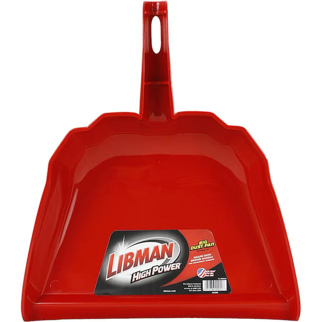 Recogedor de mano Libman - Pala de 13 pulgadas de ancho - Profundidad de sartén de 4 pulgadas - Rojo - Se ajusta al mango de la escoba