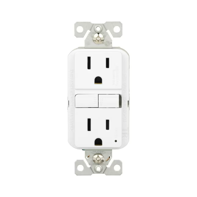 Eaton 15-Amp 125-volt Tamper Resistant GFCI Residential Decorator Outlet, White