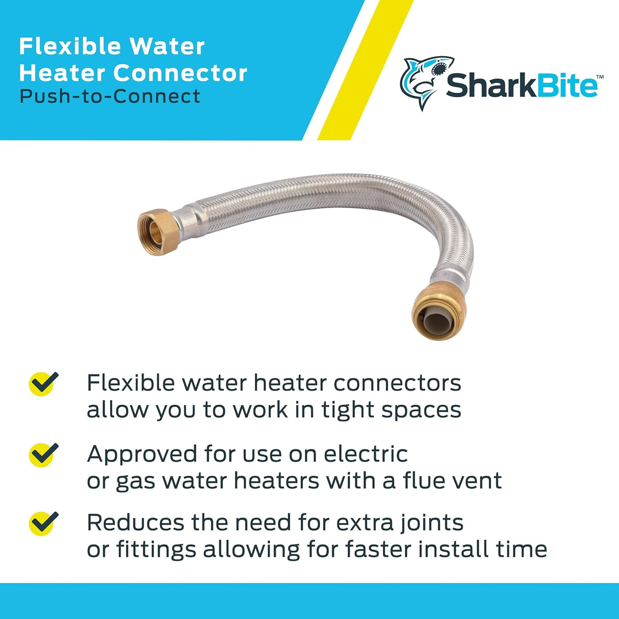 SharkBite 3/4 in. x 3/4 in. FIP Stainless Steel Braided Flexible Water Heater Connector (15 in. Length)