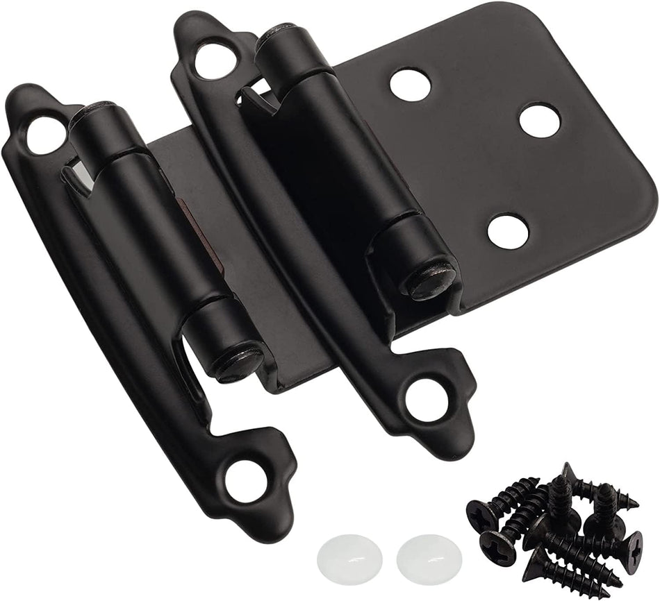 SABER SELECT 1/2 in. Overlay Matte Black Cabinet Hinges (2-Pack)