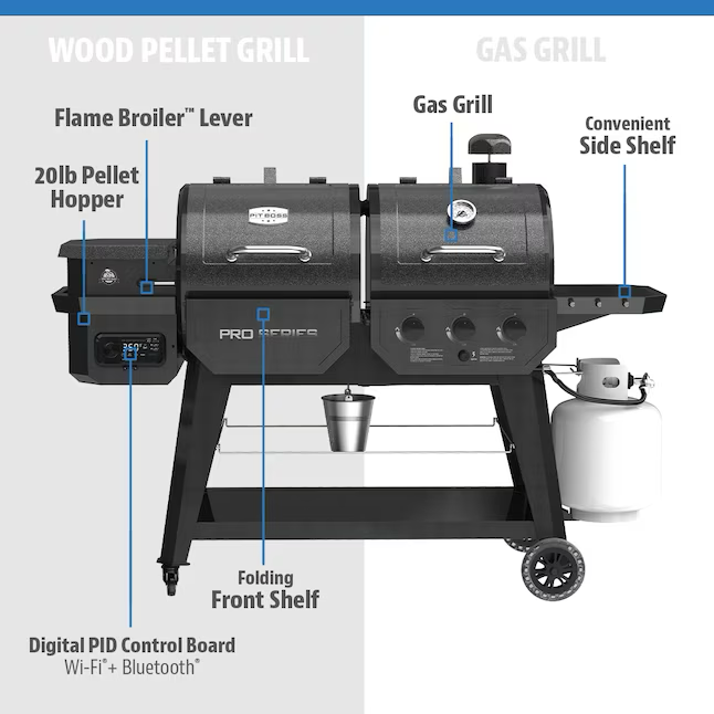 Pit Boss Pro Series Gray Gas and Pellet Combo Grill