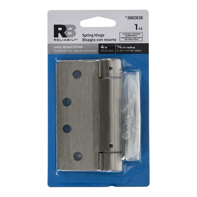 RELIABILT 4-in H x 1/4-in Radius Satin Nickel Spring Interior Door Hinge