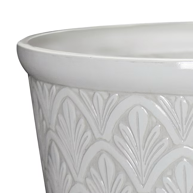 allen + roth Round 19.88-Inches W Extra Large White Resin Contemporary/Modern Indoor/Outdoor Planter with Drainage Holes