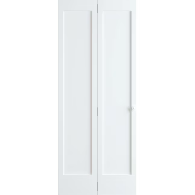 RELIABILT Shaker 36-in x 80-in Moderne White 1-panel Square Solid Core Prefinished Pine Wood Bifold Door Hardware Included