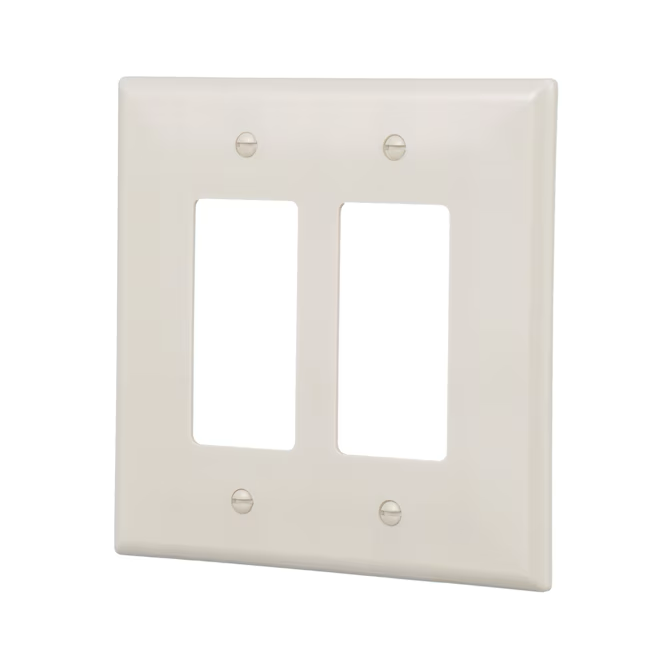 Eaton 2-Gang Jumbo Size Light Almond Plastic Indoor Decorator Wall Plate