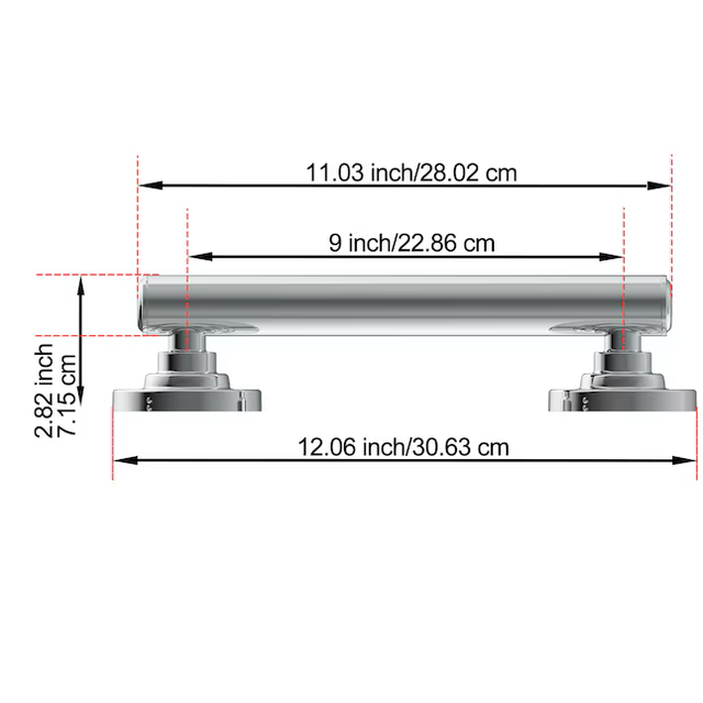 allen + roth Townley 9-in Polished Chrome Wall Mount ADA Compliant Grab Bar (500-lb Weight Capacity)