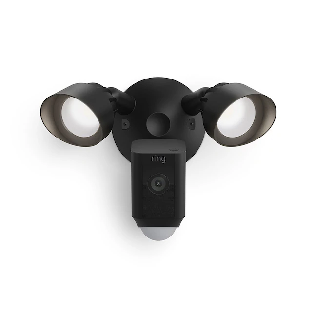 Ring Floodlight Cam Wired Plus - Cámara de seguridad inteligente para exteriores, negra