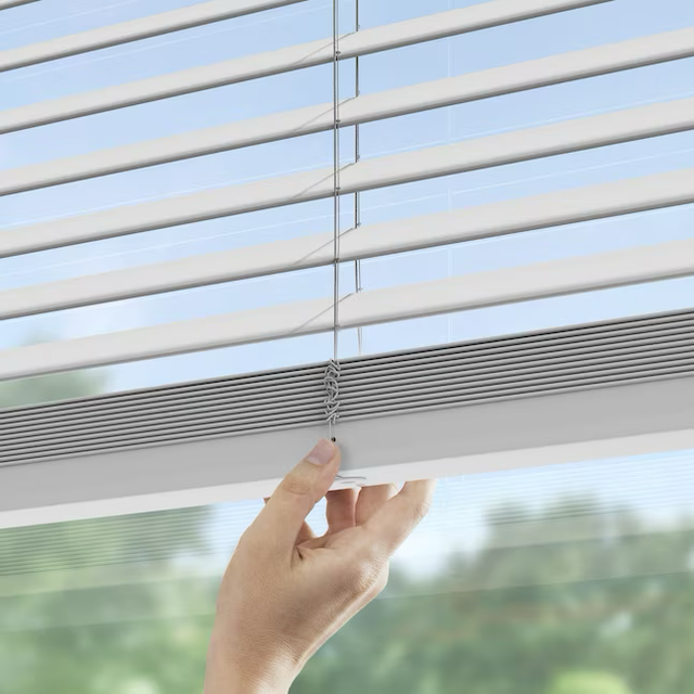 LEVOLOR Trim+Go 2-in Slat Width 65-in x 72-in Cordless White Faux Wood Room Darkening Horizontal Blinds