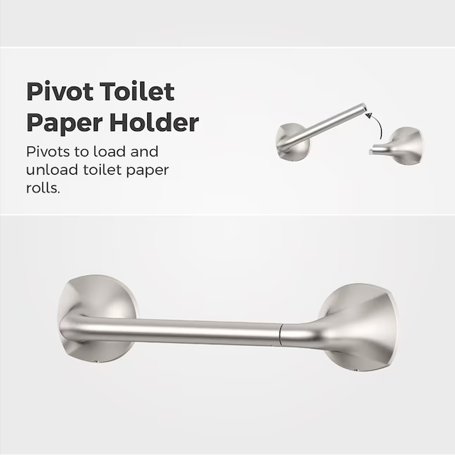 Pfister 3-Piece Rancho Brushed Nickel Decorative Bathroom Hardware Set with Towel Bar,Toilet Paper Holder and Towel Ring