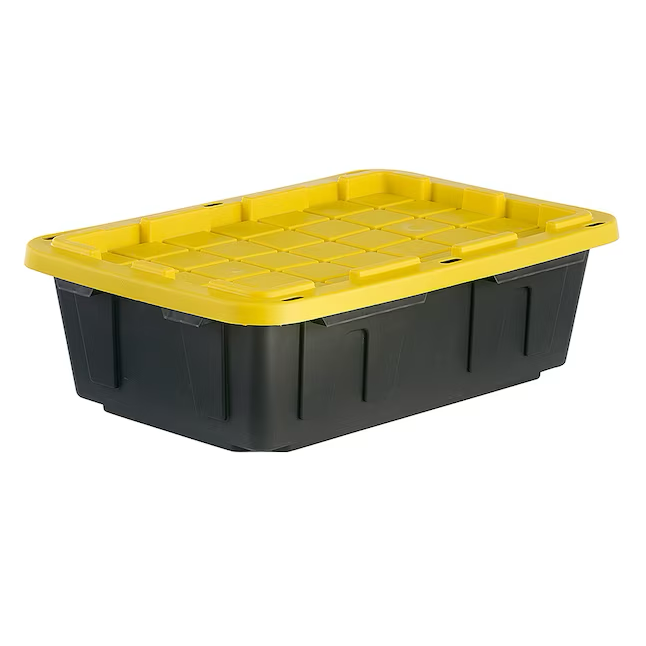 Project Source Commander Medium 15-Gallons (60-Quart) Black and Yellow Tote with Standard Snap Lid