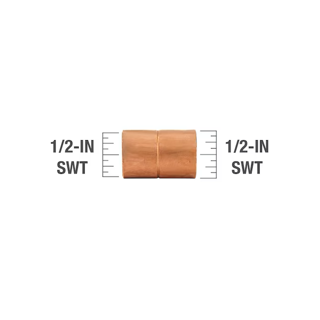 SABER SELECT 1/2 in. C x 1/2 in. C Copper Pressure Coupling with Rolled Stop