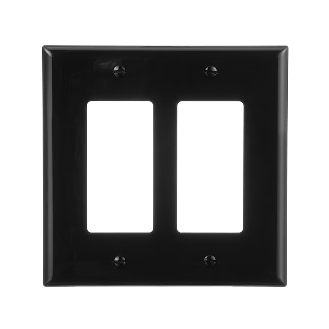 Eaton 2-Gang Midsize Black Polycarbonate Indoor Decorator Wall Plate