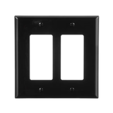 Eaton 2-Gang Midsize Black Polycarbonate Indoor Decorator Wall Plate