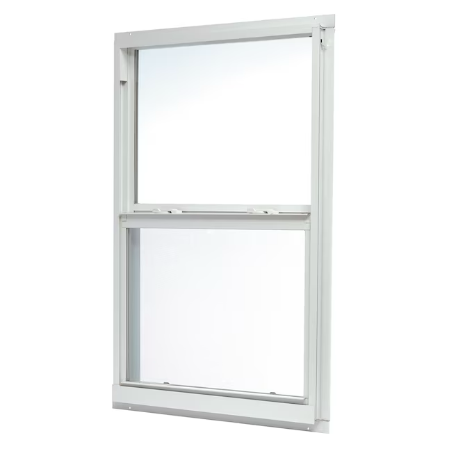 RELIABILT 46000 Series New Construction 35-1/2-in x 47-1/2-in x 2-5/8-in Jamb White Aluminum Low-e Single Hung Window Half Screen Included