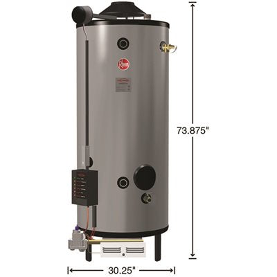 Rheem Universal Heavy Duty 100 Gal. Calentador de agua con tanque de código masivo de gas natural comercial de 199.9K BTU