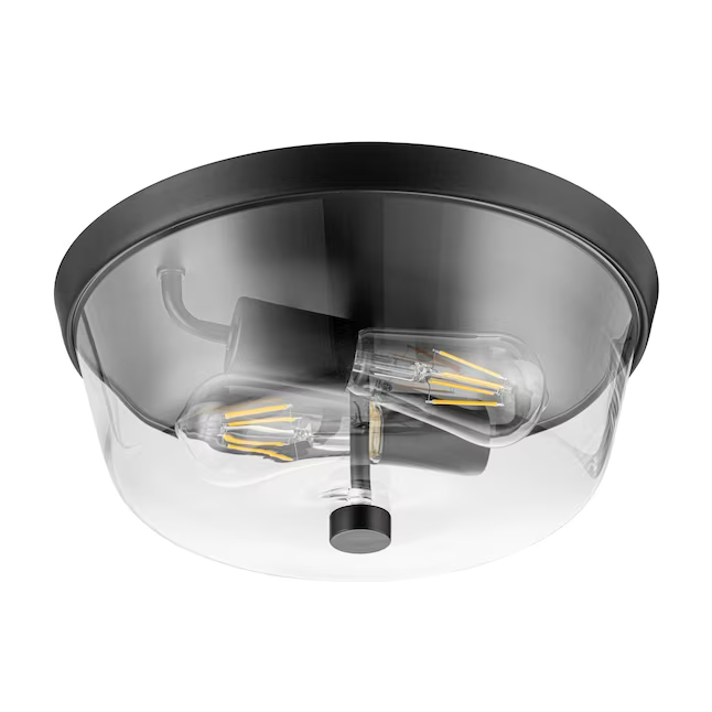 Project Source Traywick 2-Light 12-in Matte Black LED Flush Mount Light