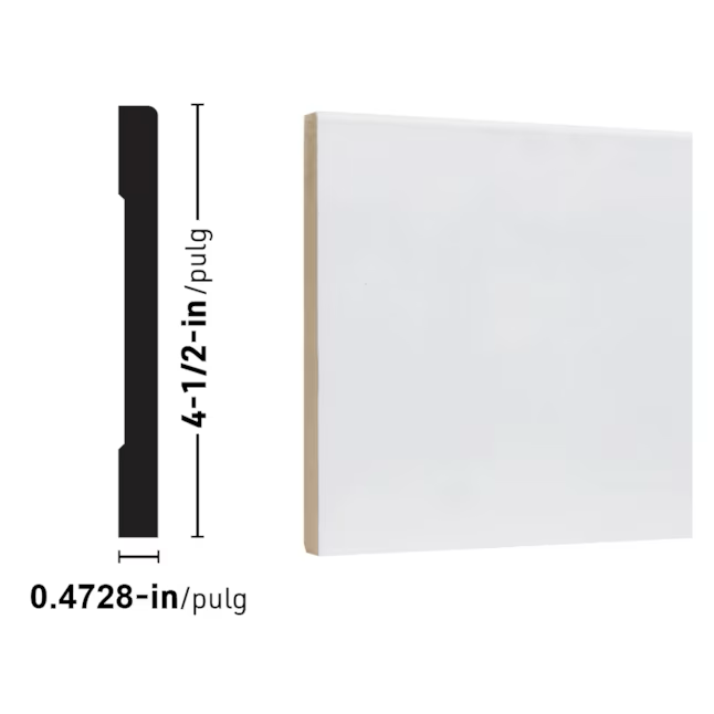 RELIABILT 15/32-in x 4-1/2-in x 8-ft Craftsman Primed MDF 3214 Baseboard Moulding